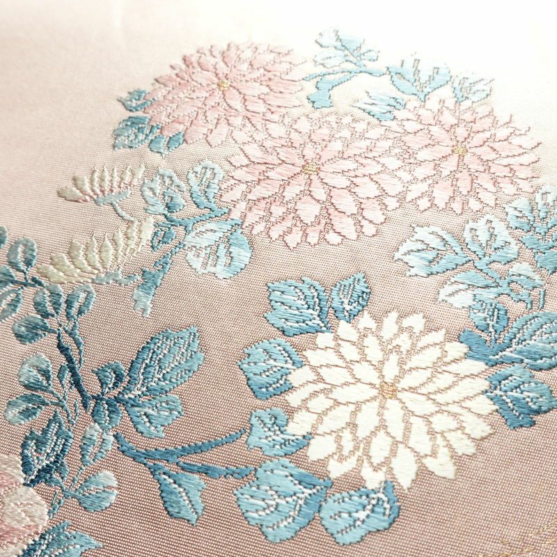 名古屋帯 太鼓柄 正絹 花柄 名古屋仕立て 箔 帯 ピンク_画像3