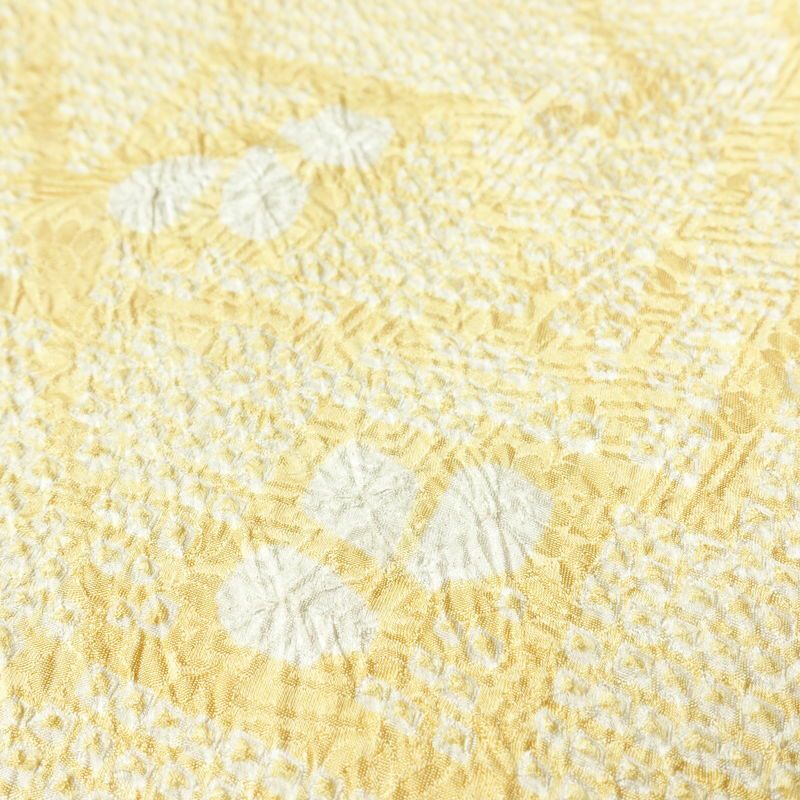 小紋 絞り 総絞り 正絹 古典柄 袷仕立て 身丈160cm 裄丈65.5cm 着物 クリーム_画像6