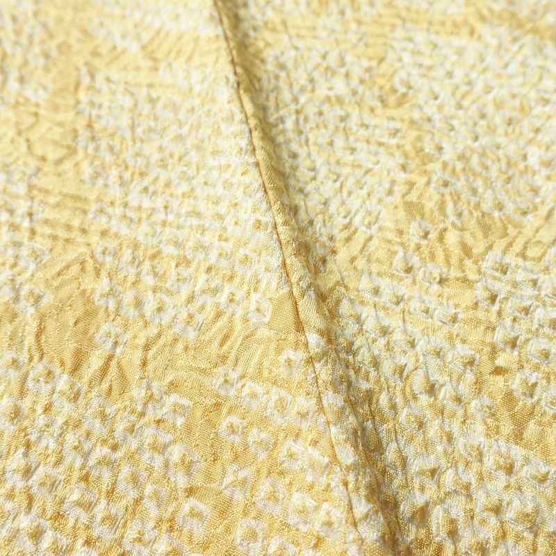 小紋 絞り 総絞り 正絹 古典柄 袷仕立て 身丈160cm 裄丈65.5cm 着物 クリーム_画像9