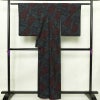 紬 正絹 花柄 袷仕立て 身丈159.5cm 裄丈64cm 着物 青・紺_画像2