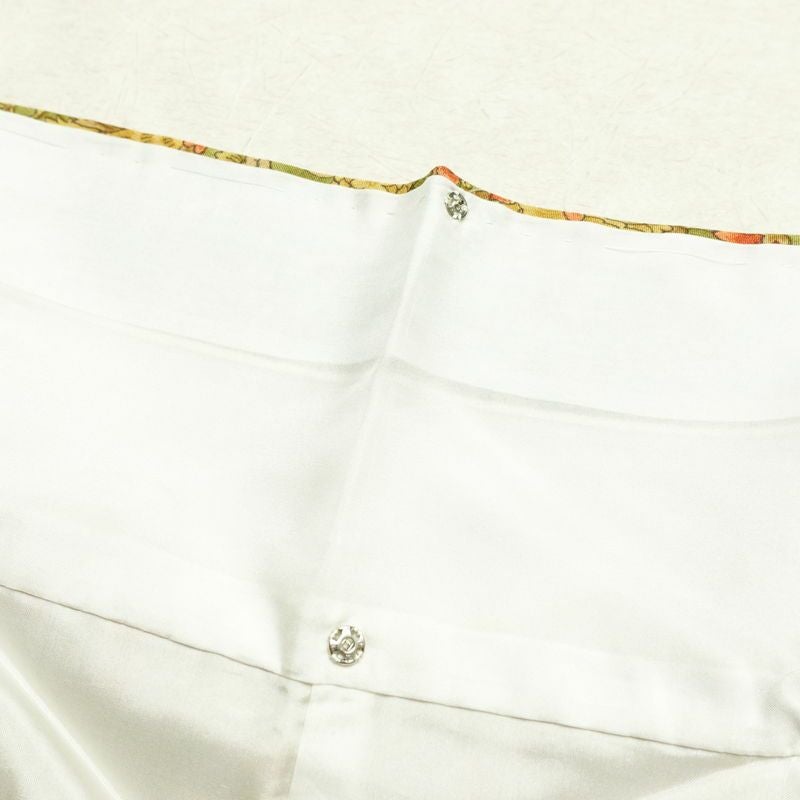 小紋 良品 縮緬 正絹 木の葉・植物柄 袷仕立て 身丈167.5cm 裄丈68cm 着物 緑・うぐいす色_画像18