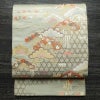袋帯 六通柄 フォーマル用 正絹 古典柄 松 箔 金糸 帯 緑・うぐいす色_画像1