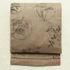 袋帯 未仕立て 六通柄 良品 一般用 正絹 木の葉・植物柄 帯 ベージュ_画像1