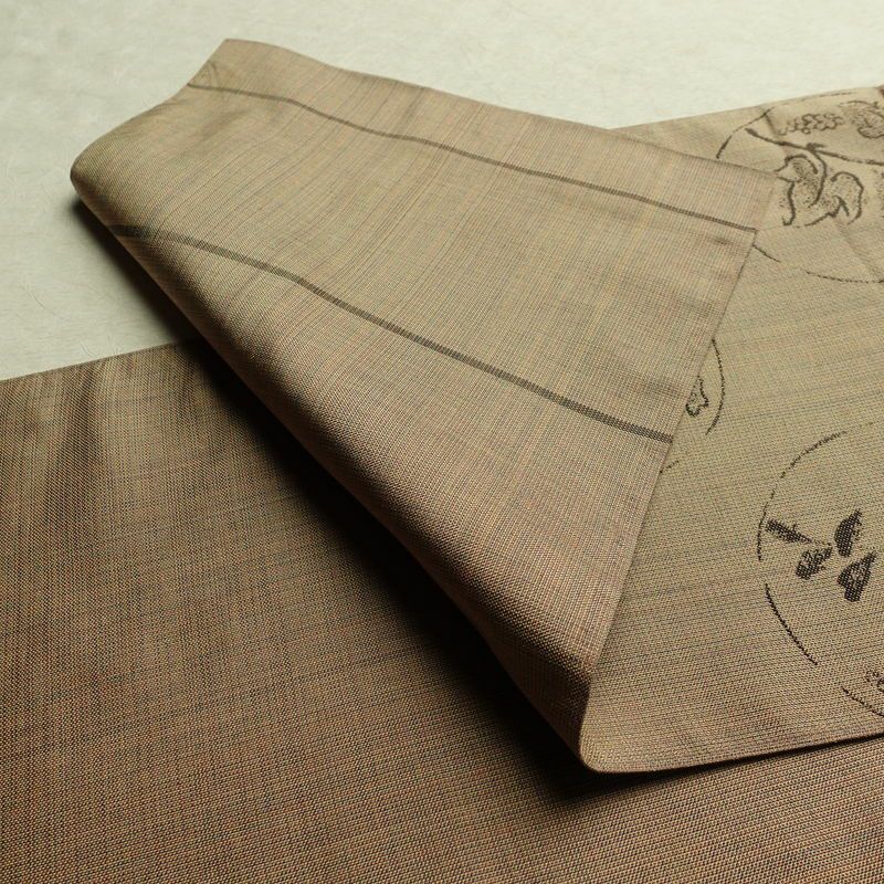 袋帯 未仕立て 六通柄 良品 一般用 正絹 木の葉・植物柄 帯 ベージュ_画像9