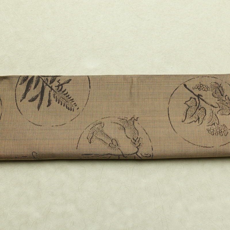 袋帯 未仕立て 六通柄 良品 一般用 正絹 木の葉・植物柄 帯 ベージュ_画像14