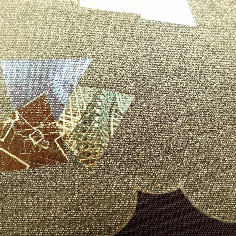 袋帯 太鼓柄 フォーマル用 正絹 雲柄 箔 帯 小豆・エンジ_画像7