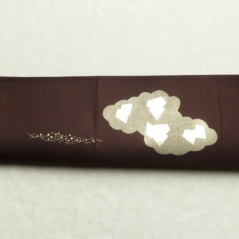 袋帯 太鼓柄 フォーマル用 正絹 雲柄 箔 帯 小豆・エンジ_画像15