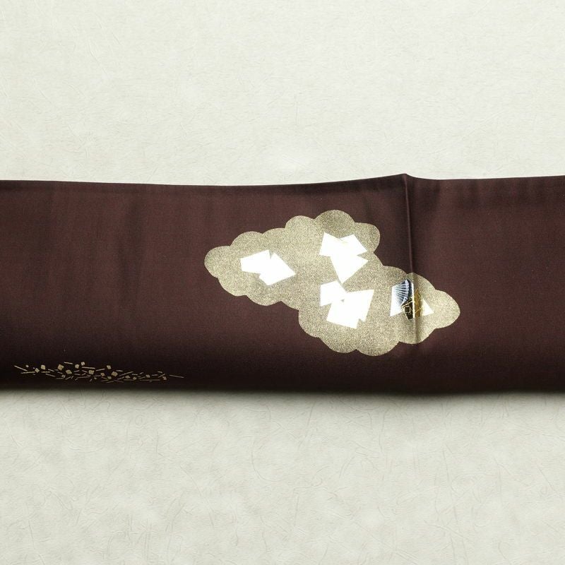 袋帯 太鼓柄 フォーマル用 正絹 雲柄 箔 帯 小豆・エンジ_画像16