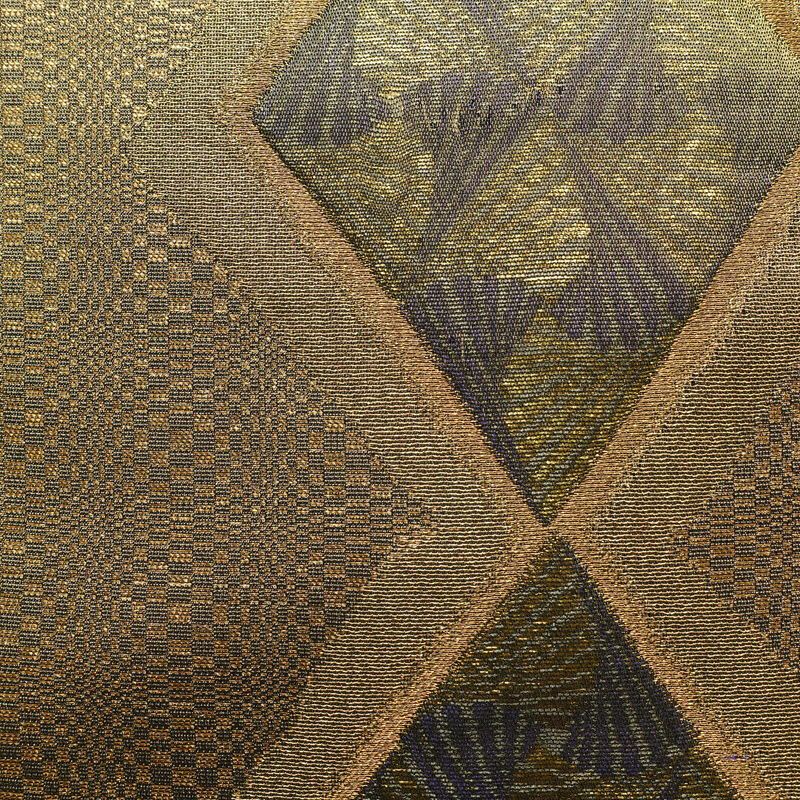 袋帯 太鼓柄 特許番号177743号 フォーマル用 正絹 幾何学柄・抽象柄 金糸 帯 茶_画像2