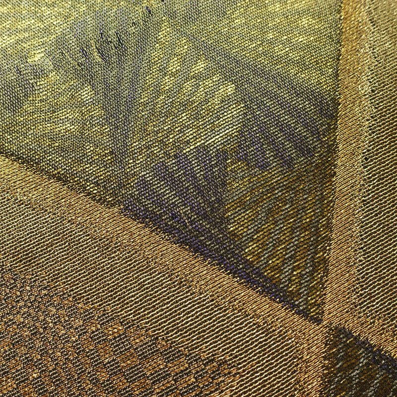 袋帯 太鼓柄 特許番号177743号 フォーマル用 正絹 幾何学柄・抽象柄 金糸 帯 茶_画像3