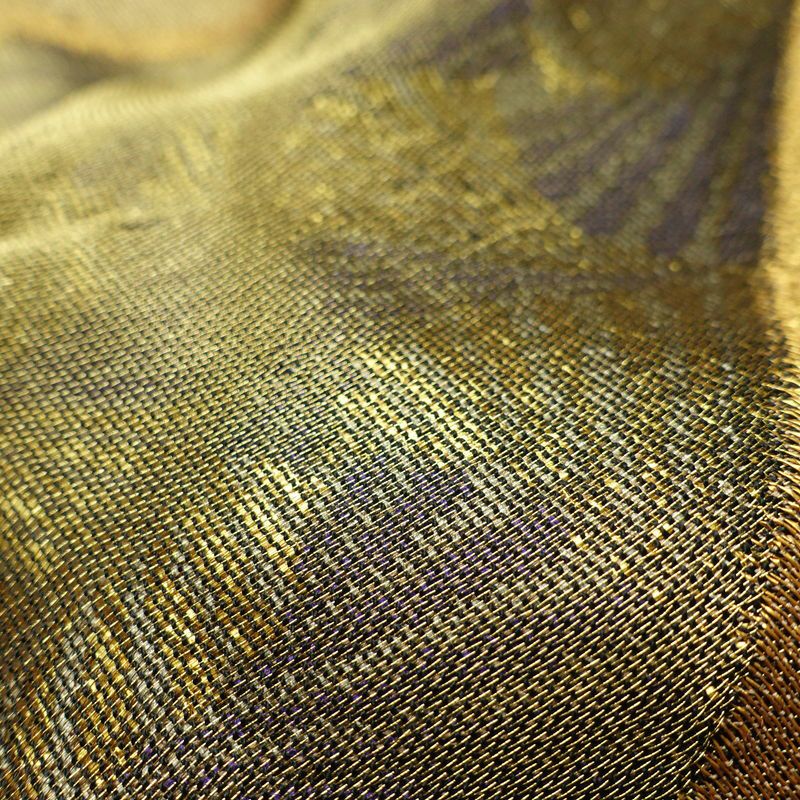 袋帯 太鼓柄 特許番号177743号 フォーマル用 正絹 幾何学柄・抽象柄 金糸 帯 茶_画像12