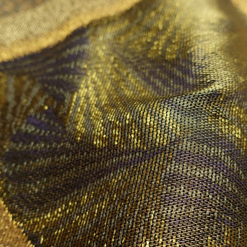 袋帯 太鼓柄 特許番号177743号 フォーマル用 正絹 幾何学柄・抽象柄 金糸 帯 茶_画像13