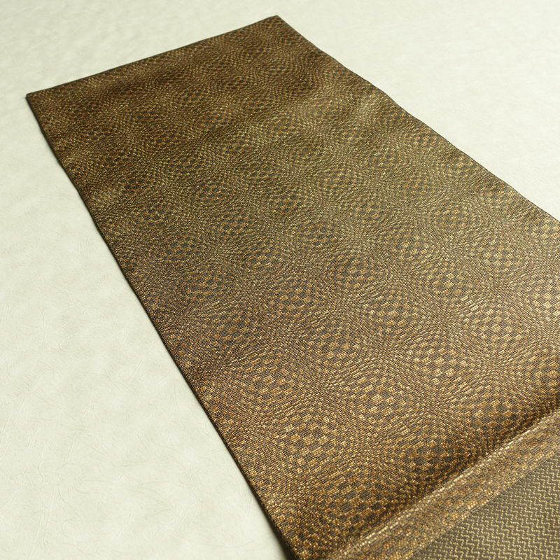 袋帯 太鼓柄 特許番号177743号 フォーマル用 正絹 幾何学柄・抽象柄 金糸 帯 茶_画像18