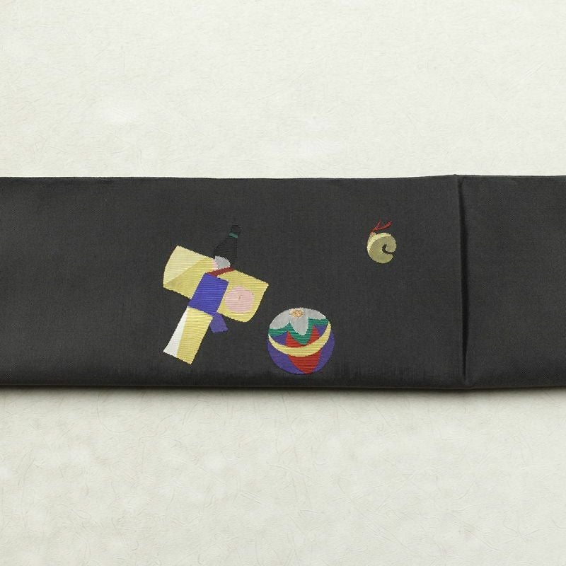 袋帯 六通柄 良品 一般用 正絹 長尺 人物・動物柄 帯 グレー_画像16