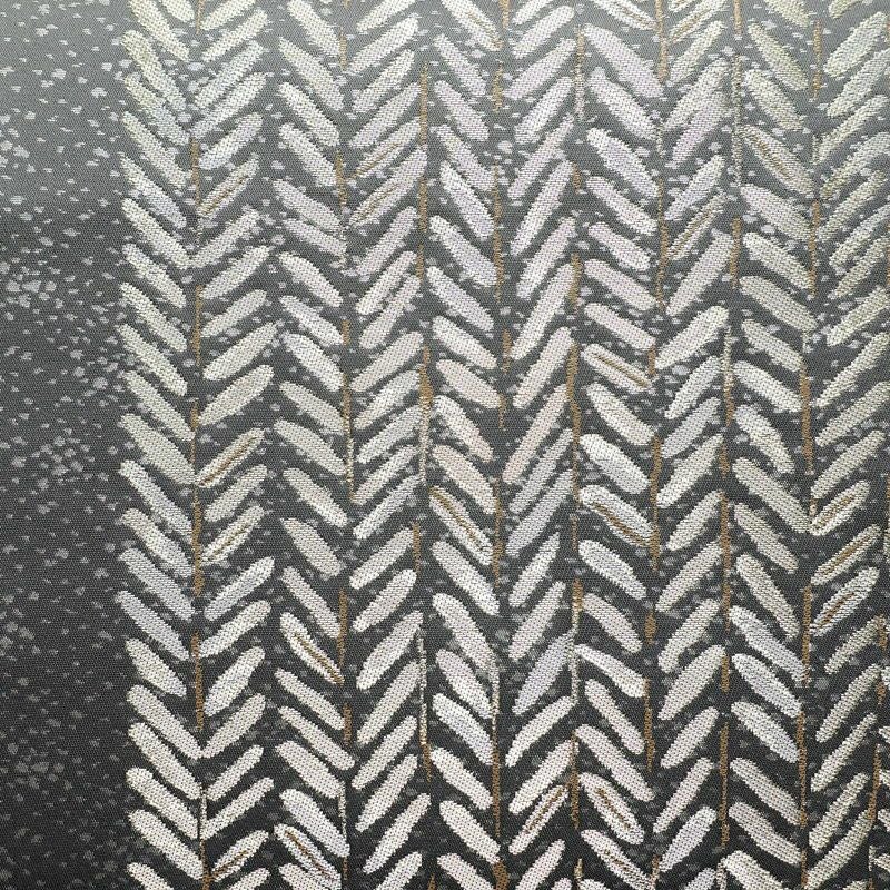 袋帯 六通柄 良品 フォーマル用 正絹 木の葉・植物柄 帯 グレー_画像2