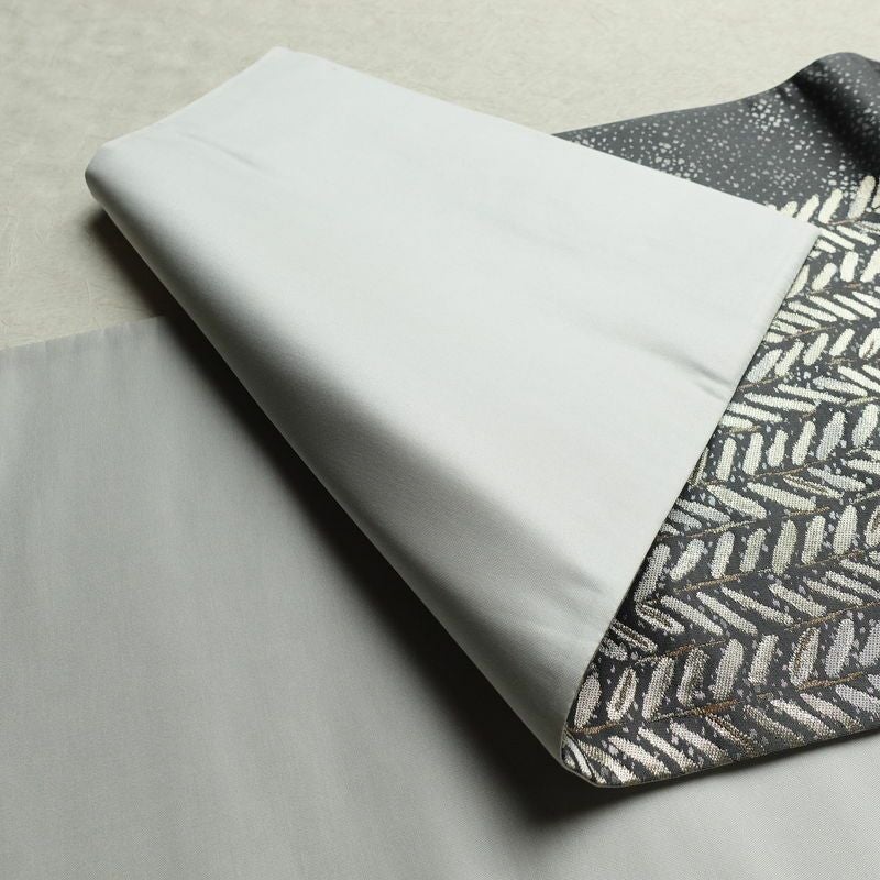 袋帯 六通柄 良品 フォーマル用 正絹 木の葉・植物柄 帯 グレー_画像9