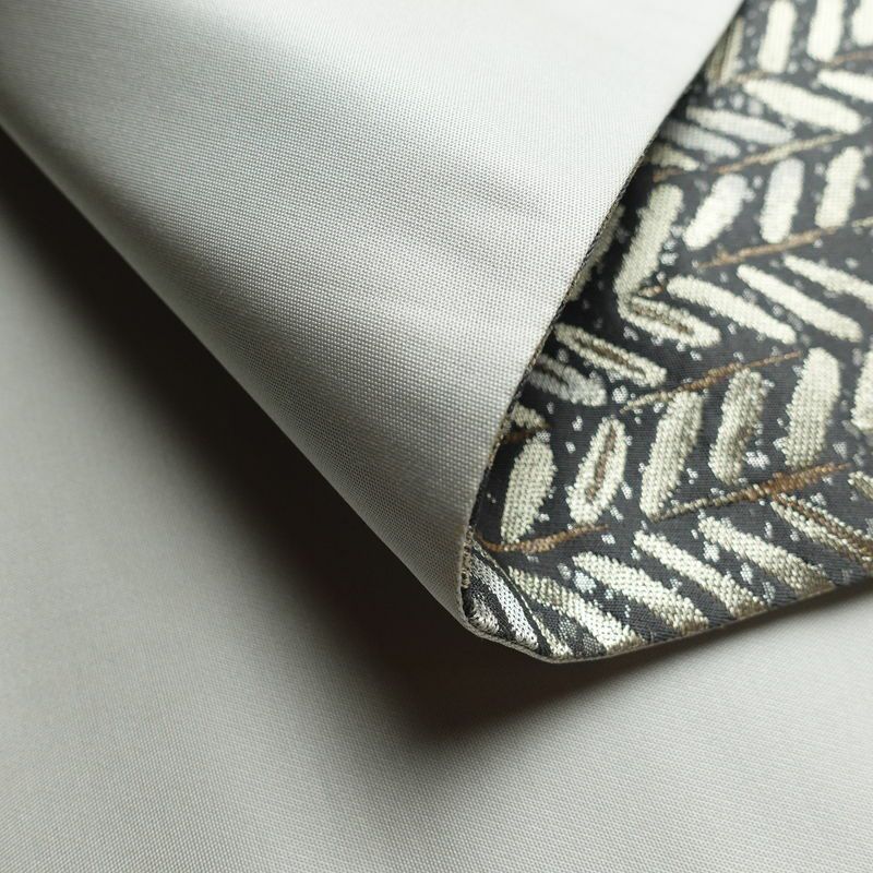 袋帯 六通柄 良品 フォーマル用 正絹 木の葉・植物柄 帯 グレー_画像10