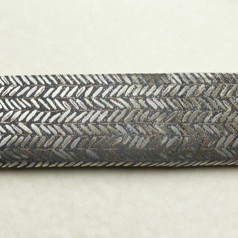袋帯 六通柄 良品 フォーマル用 正絹 木の葉・植物柄 帯 グレー_画像15