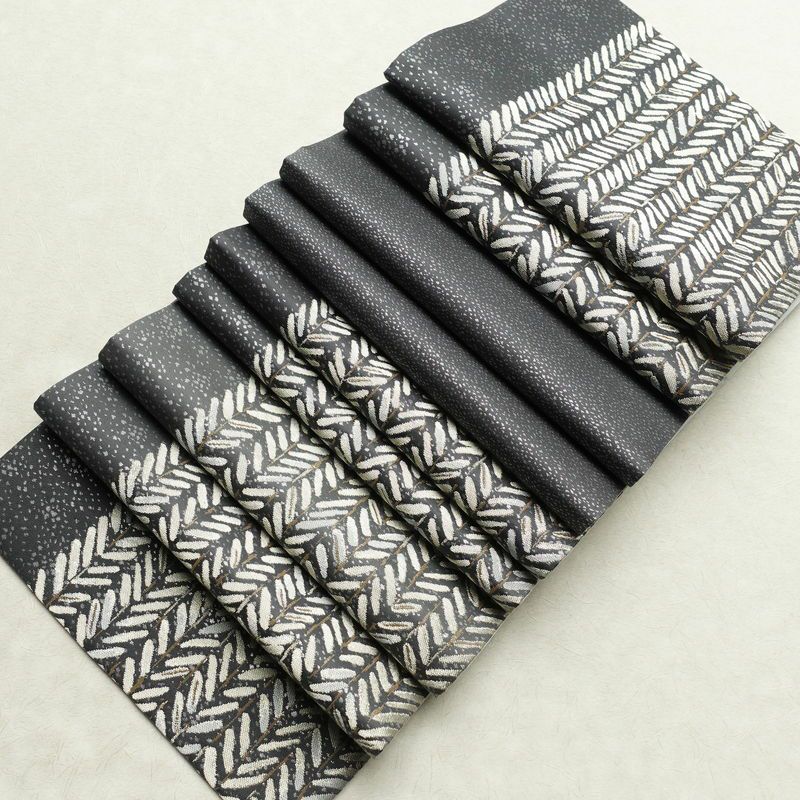 袋帯 六通柄 良品 フォーマル用 正絹 木の葉・植物柄 帯 グレー_画像18