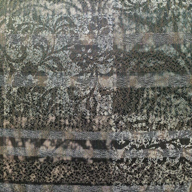 袋帯 全通柄 美品 正絹 木の葉・植物柄 金通し フォーマル 帯 緑・うぐいす色_画像2