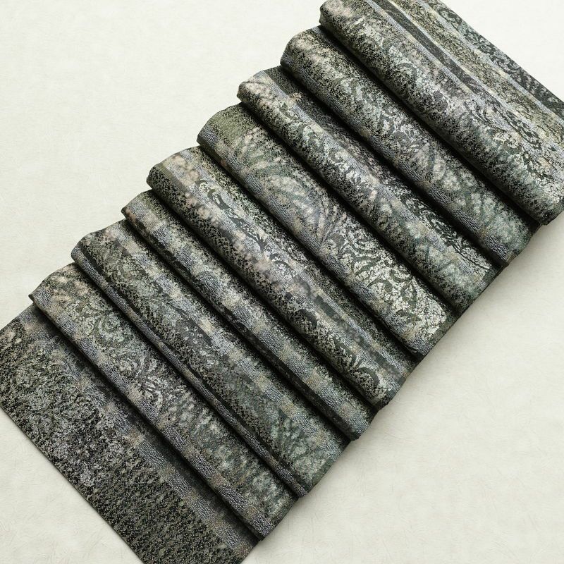 袋帯 全通柄 美品 正絹 木の葉・植物柄 金通し フォーマル 帯 緑・うぐいす色_画像17