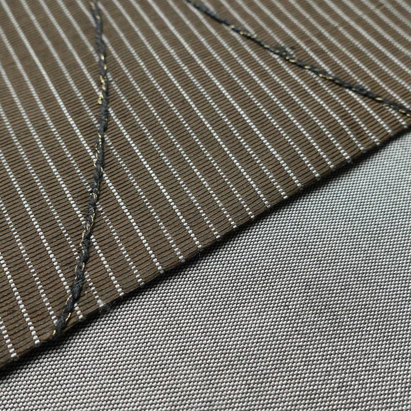 袋帯 六通柄 良品 一般用 正絹 幾何学柄・抽象柄 刺繍 帯 モダン 茶_画像12
