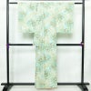 小紋 美品 総柄 正絹 花柄 袷仕立て 身丈157cm 裄丈65.5cm 一部しつけ糸付き 着物 緑・うぐいす色_画像2