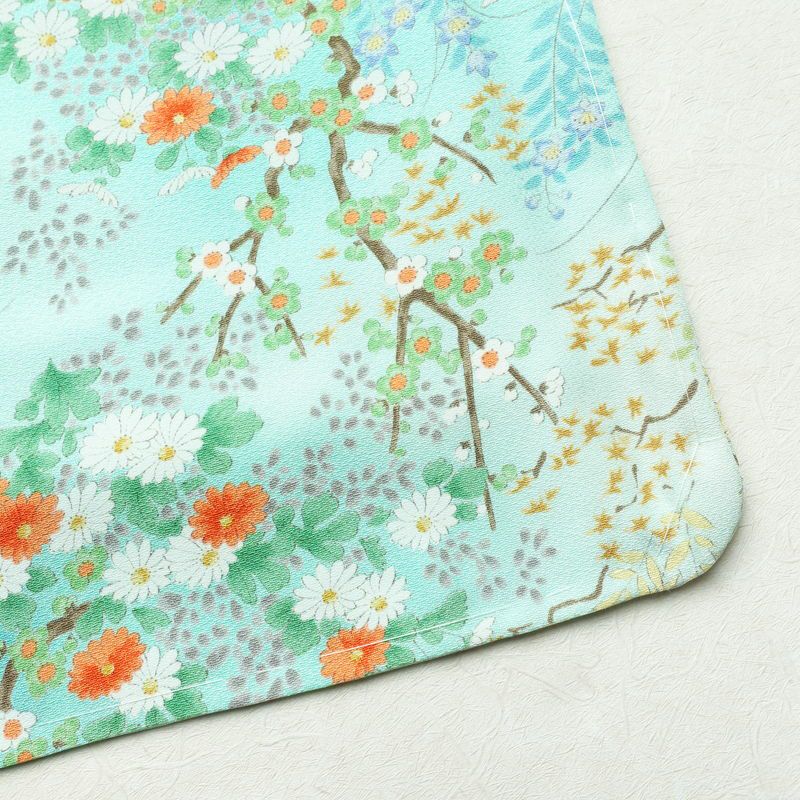 小紋 美品 総柄 正絹 花柄 袷仕立て 身丈157cm 裄丈65.5cm 一部しつけ糸付き 着物 緑・うぐいす色_画像16