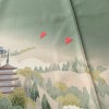 色留袖 縮緬 一つ紋付き 正絹 風景柄 袷仕立て 身丈160cm 裄丈67cm 共八掛 フォーマル 着物 緑・うぐいす色_画像7
