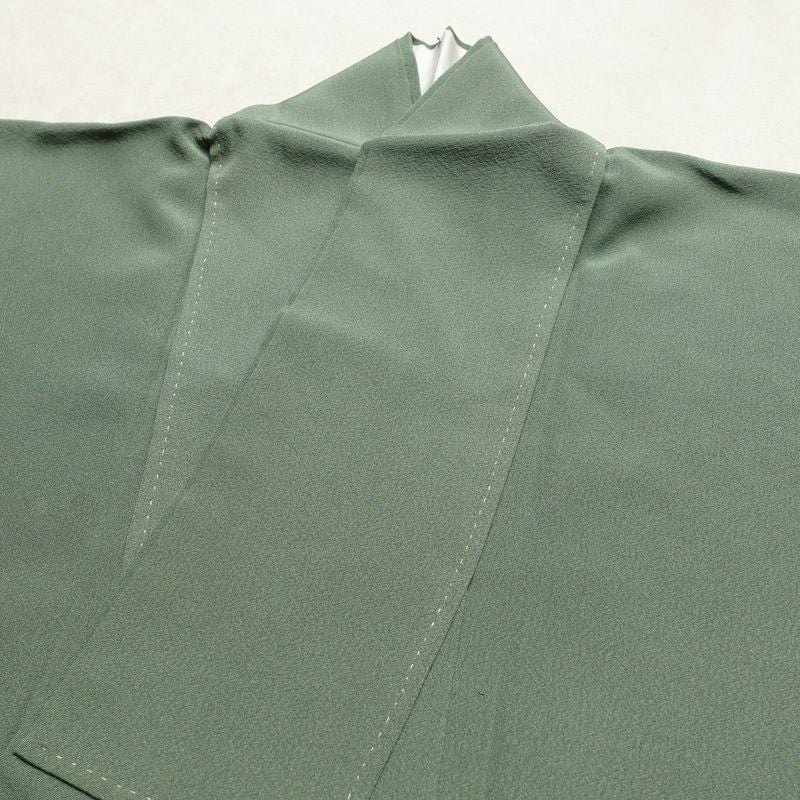 色留袖 縮緬 一つ紋付き 正絹 風景柄 袷仕立て 身丈160cm 裄丈67cm 共八掛 フォーマル 着物 緑・うぐいす色_画像18