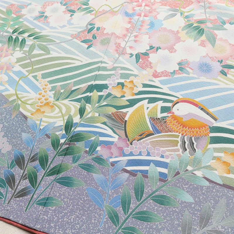 訪問着 良品 落款入り 縮緬 正絹 人物・動物柄 袷仕立て 身丈160cm 裄丈67cm フォーマル 着物 ピンク_画像12