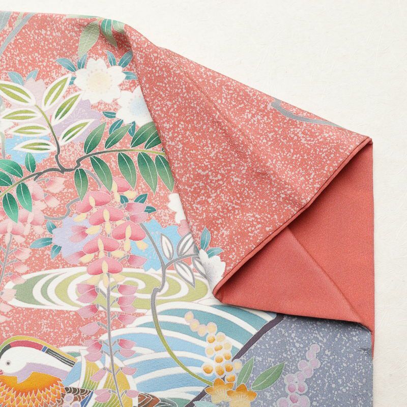 訪問着 良品 落款入り 縮緬 正絹 人物・動物柄 袷仕立て 身丈160cm 裄丈67cm フォーマル 着物 ピンク_画像15