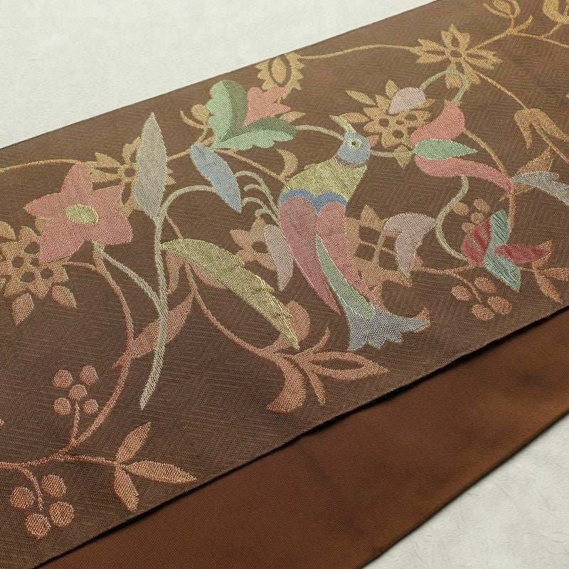袋帯 太鼓柄 フォーマル用 正絹 人物・動物柄 金糸 帯 茶_画像12