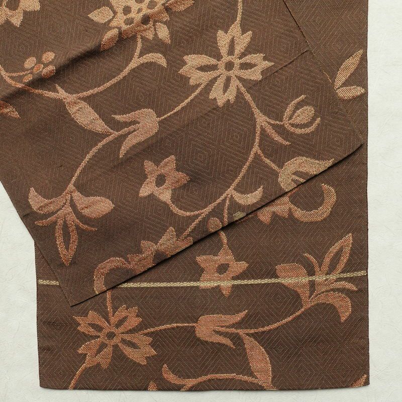 袋帯 太鼓柄 フォーマル用 正絹 人物・動物柄 金糸 帯 茶_画像14