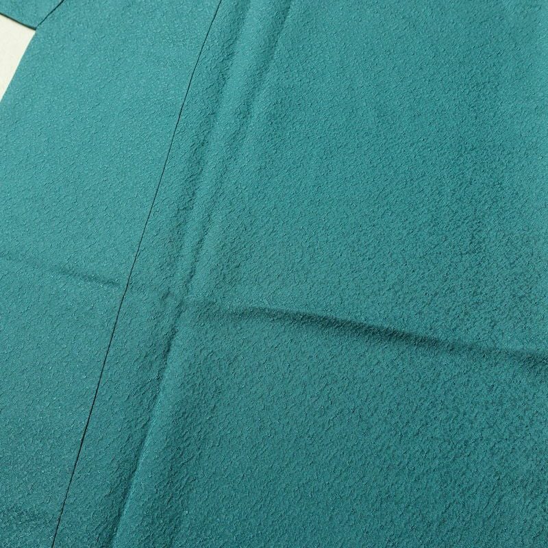 色無地 しつけ糸付き 一つ紋付き 正絹 袷仕立て 身丈148cm 裄丈63cm フォーマル 着物 緑・うぐいす色_画像5