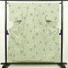 小紋 しつけ糸付き 縮緬 総柄 正絹 花柄 袷仕立て 身丈150.5cm 裄丈64cm 着物 緑・うぐいす色_画像1