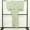 小紋 しつけ糸付き 縮緬 総柄 正絹 花柄 袷仕立て 身丈150.5cm 裄丈64cm 着物 緑・うぐいす色_画像2