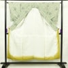 小紋 しつけ糸付き 縮緬 総柄 正絹 花柄 袷仕立て 身丈150.5cm 裄丈64cm 着物 緑・うぐいす色_画像3
