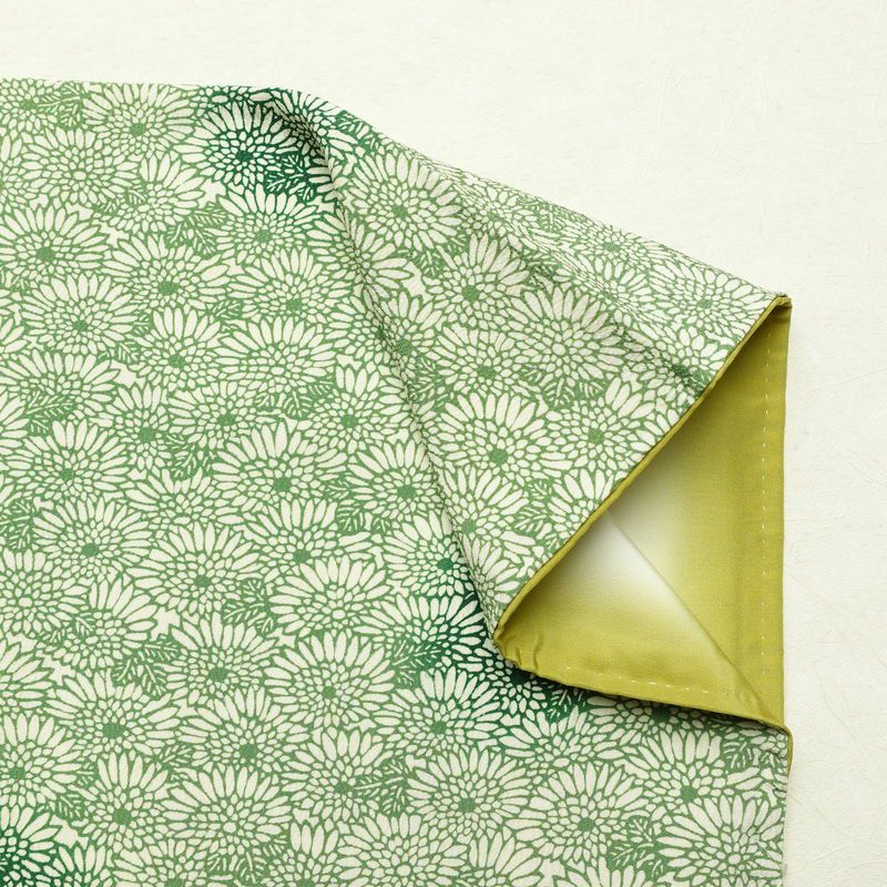 小紋 しつけ糸付き 縮緬 総柄 正絹 花柄 袷仕立て 身丈150.5cm 裄丈64cm 着物 緑・うぐいす色_画像15