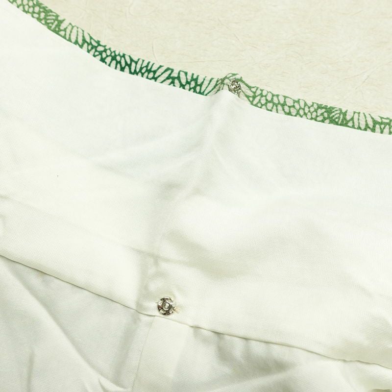 小紋 しつけ糸付き 縮緬 総柄 正絹 花柄 袷仕立て 身丈150.5cm 裄丈64cm 着物 緑・うぐいす色_画像20