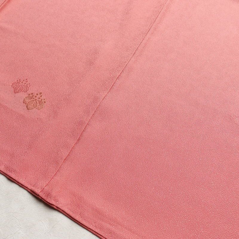 小紋 良品 一つ紋付き 付下小紋 五三の桐 桐 正絹 家紋柄 袷仕立て 身丈162cm 裄丈67cm 一部しつけ糸付き 金糸 着物 ピンク_画像12