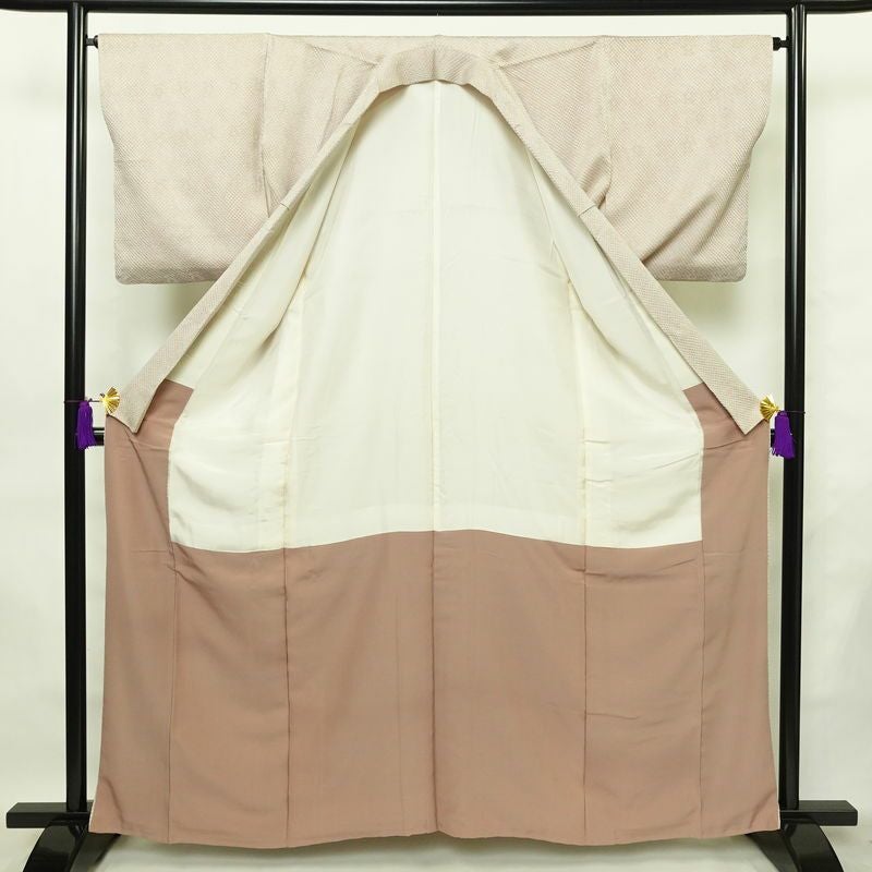 小紋 総絞り 正絹 古典柄 袷仕立て 身丈161.5cm 裄丈65cm 着物 小豆・エンジ_画像3