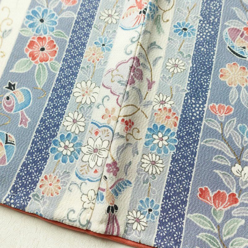 小紋 正絹 縞柄・線柄 袷仕立て 身丈168cm 裄丈68cm 金彩 着物 青・紺_画像11