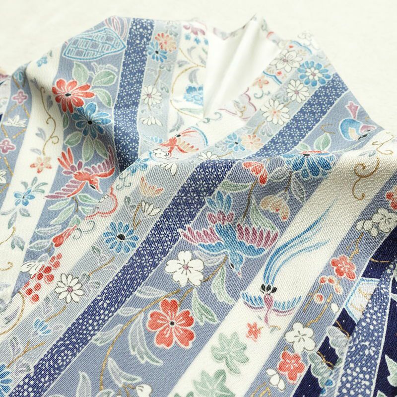 小紋 正絹 縞柄・線柄 袷仕立て 身丈168cm 裄丈68cm 金彩 着物 青・紺_画像18