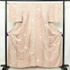 小紋 美品 柄生かし染 しつけ糸付き 一つ紋付き 正絹 花柄 袷仕立て 身丈160cm 裄丈66cm 金彩 着物 ピンク_画像1