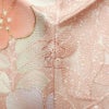 小紋 美品 柄生かし染 しつけ糸付き 一つ紋付き 正絹 花柄 袷仕立て 身丈160cm 裄丈66cm 金彩 着物 ピンク_画像12