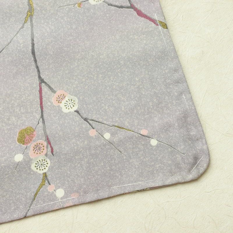 小紋 良品 しつけ糸付き 正絹 花柄 袷仕立て 身丈157.5cm 裄丈66.5cm 箔 着物 紫・藤色_画像14