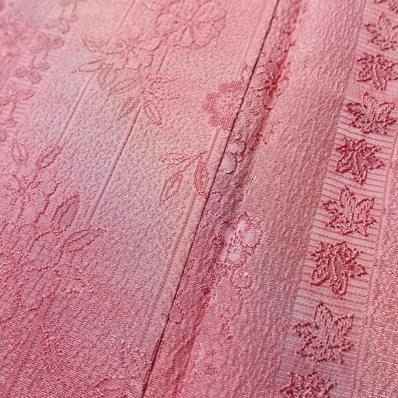 小紋 正絹 花柄 袷仕立て 身丈156cm 裄丈65.5cm 着物 ピンク_画像9