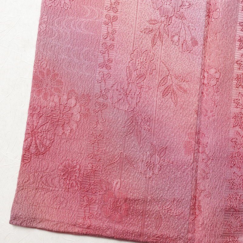 小紋 正絹 花柄 袷仕立て 身丈156cm 裄丈65.5cm 着物 ピンク_画像11