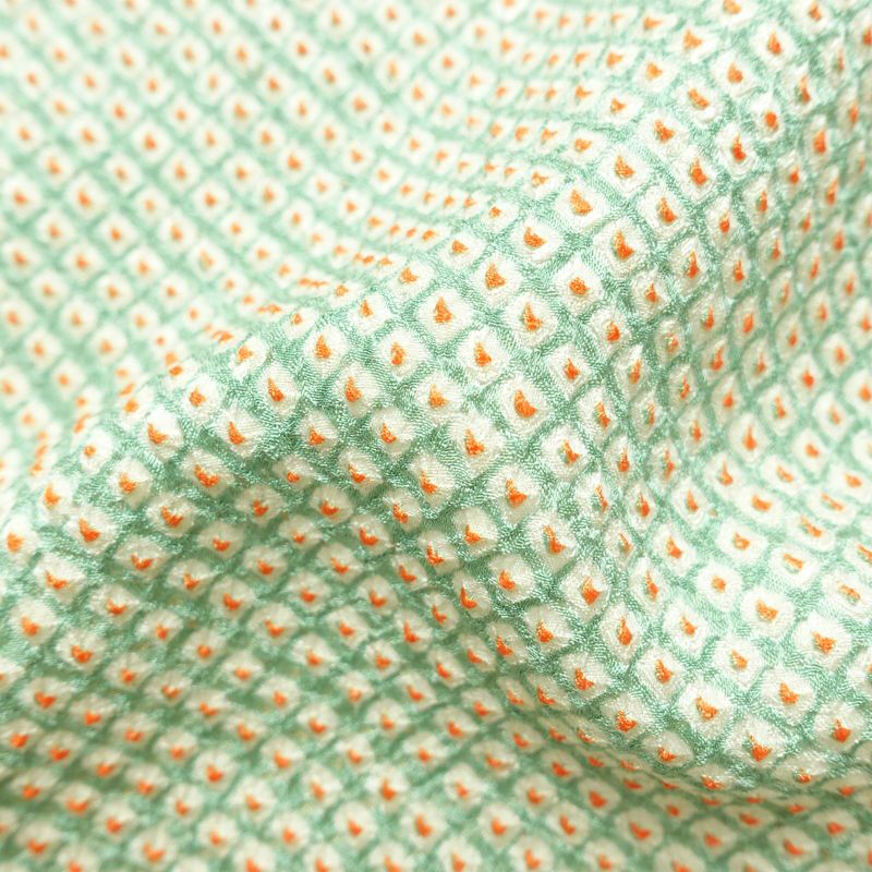 小紋 絞り 総絞り 正絹 古典柄 袷仕立て 身丈155.5cm 裄丈66.5cm 着物 緑・うぐいす色_画像21